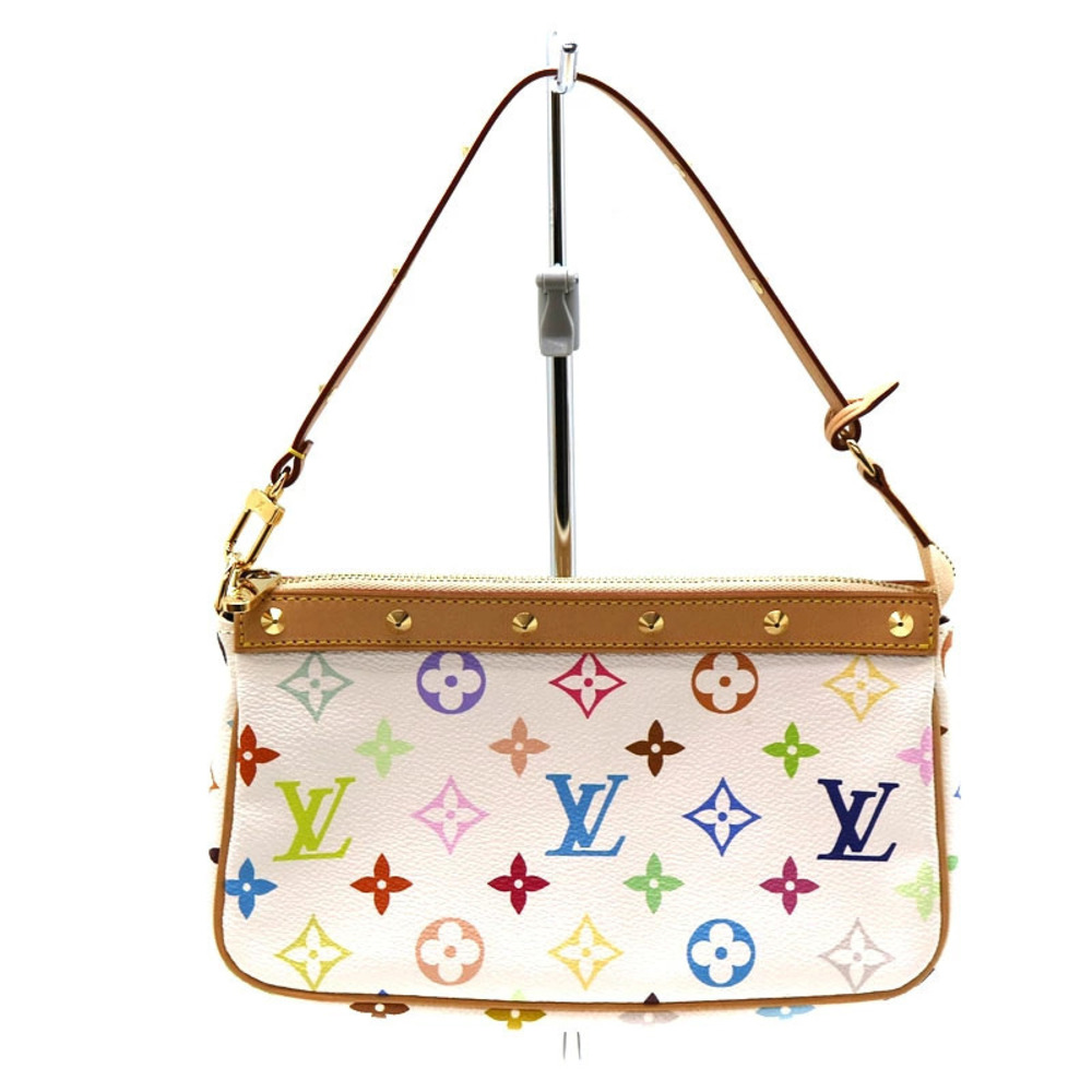 LOUIS VUITTON Pochette Accessoires Handbag Monogram Multicolor White LV